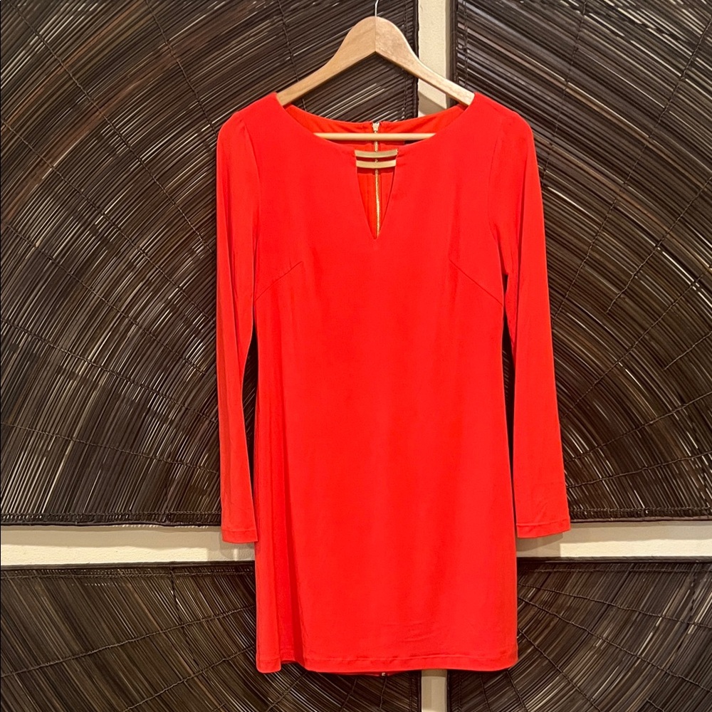 Vince Camuto Dark Orange Long Sleeve Dress with gold hardware